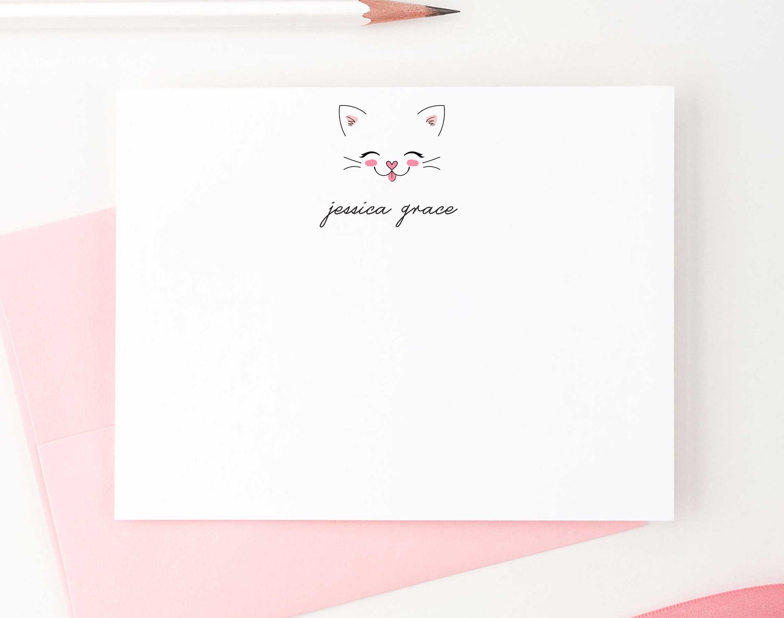 KS112 personalized cute cat stationary for kids girls boys kid cats kitty kitten animal elegant 2