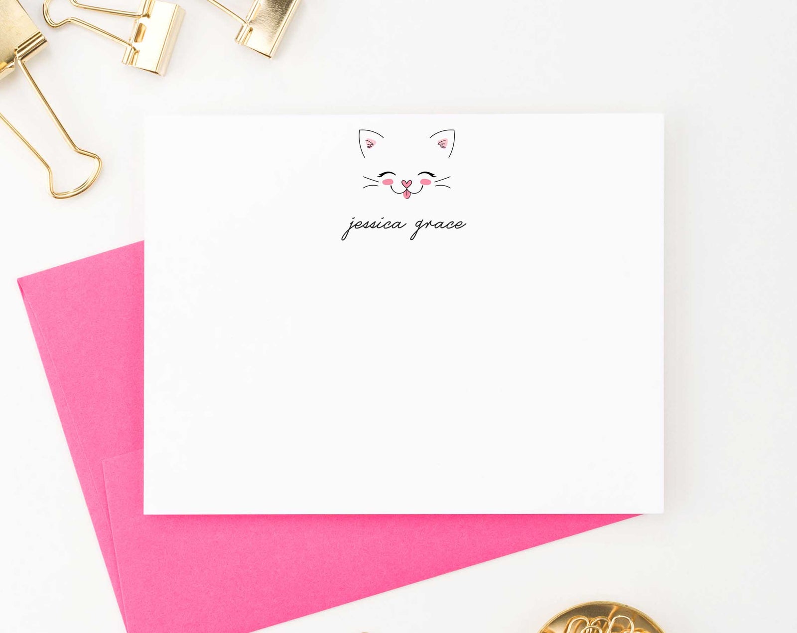 KS112 personalized cute cat stationary for kids girls boys kid cats kitty kitten animal elegant 2