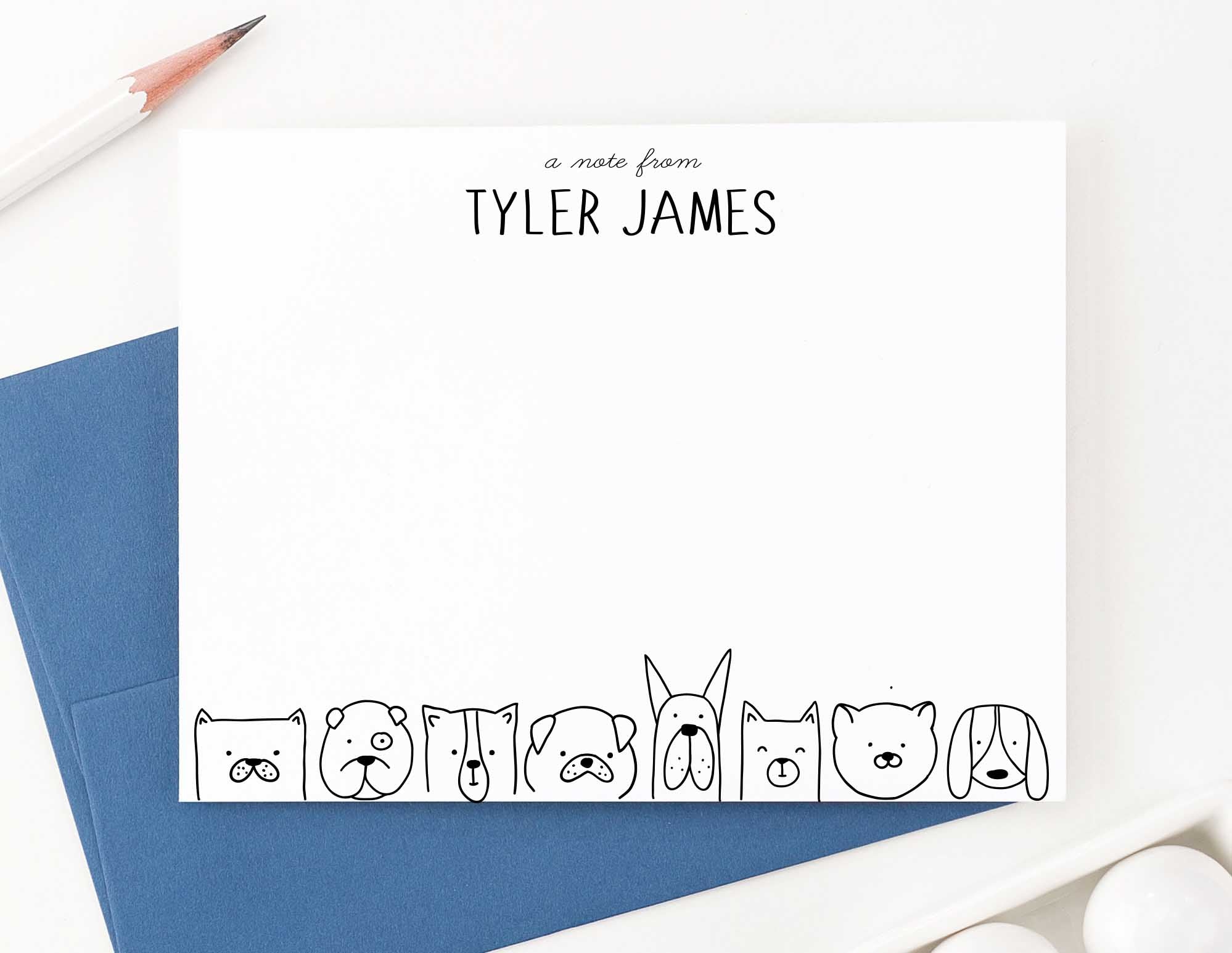 KS116 a note from dogs stationery set for boys and girls dog lined bottom personalized 2 
