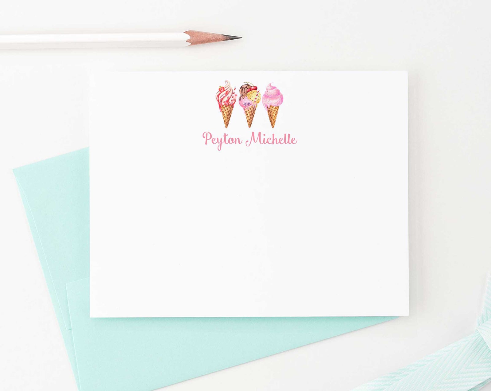 KS119 personalized cute ice cream stationary for kids icecream cone fun elegant cute 2