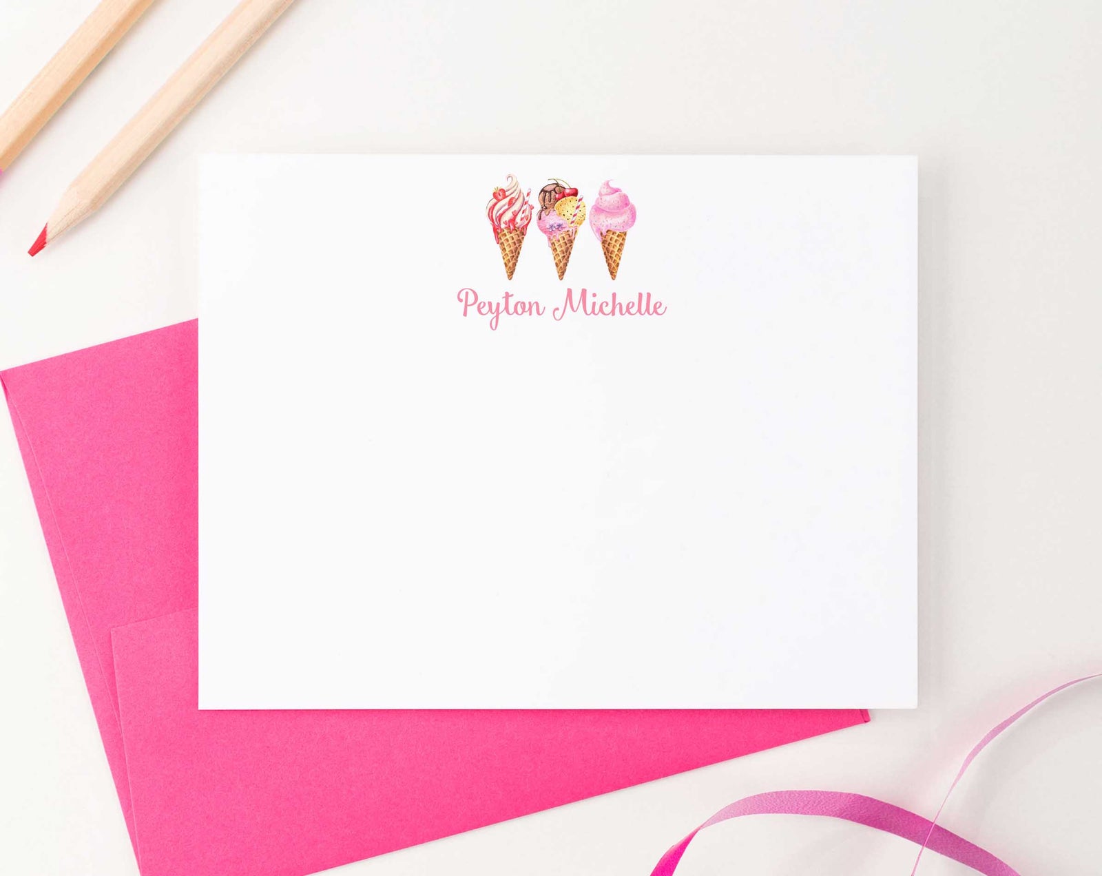 KS119 personalized cute ice cream stationary for kids icecream cone fun elegant cute 2