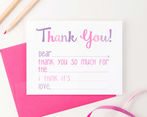 KS120 cute fill in thank you stationery cards for girls and boys cute 2