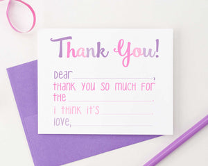 KS120 cute fill in thank you stationery cards for girls and boys cute