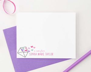 KS123 a note from note cards personalized with envelope and heart shear cute fun 1