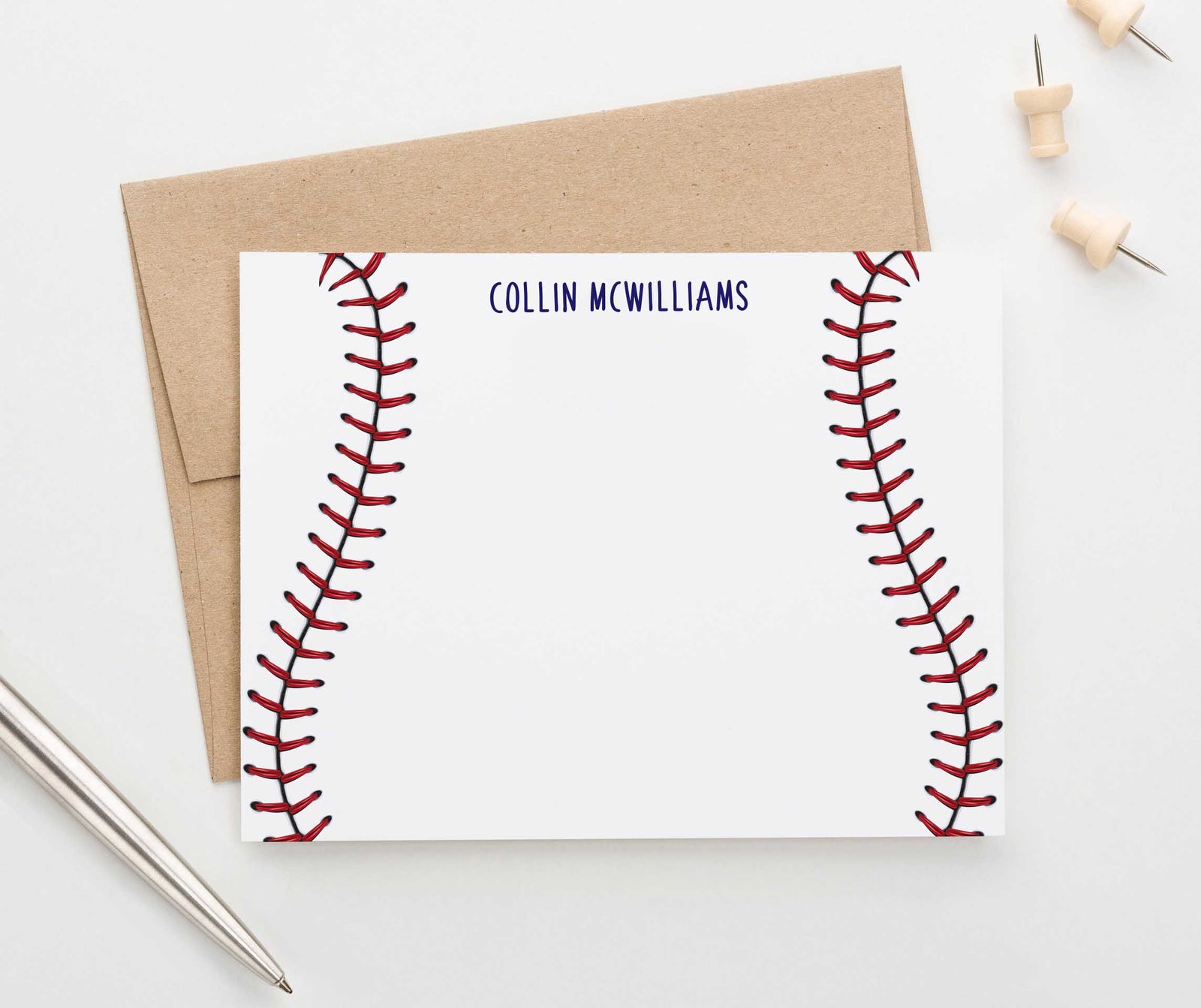 KS127 personalized baseball stitch stationery for children kids sports sport athletic-2