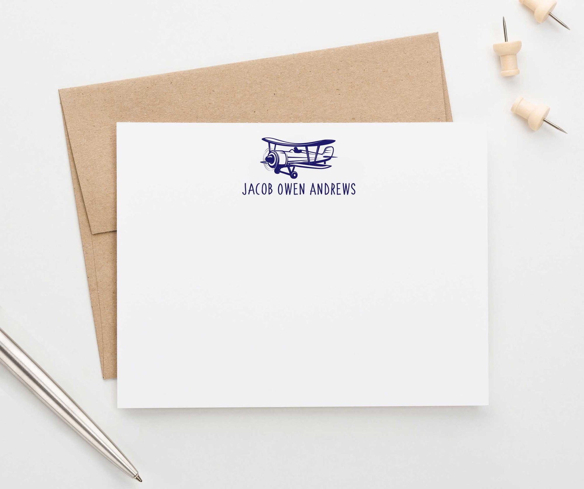 KS130 vintage airplane stationery note cards personalized airplanes fun simple kids 3