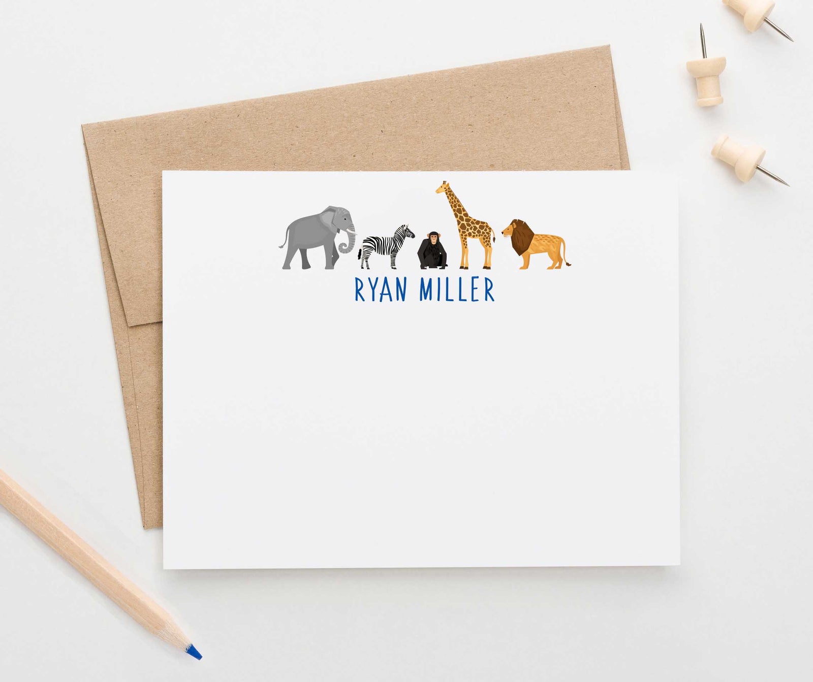 KS132 zoo animal stationery with elephant zebra monkey giraffe and lion zoo animals animal safari 1