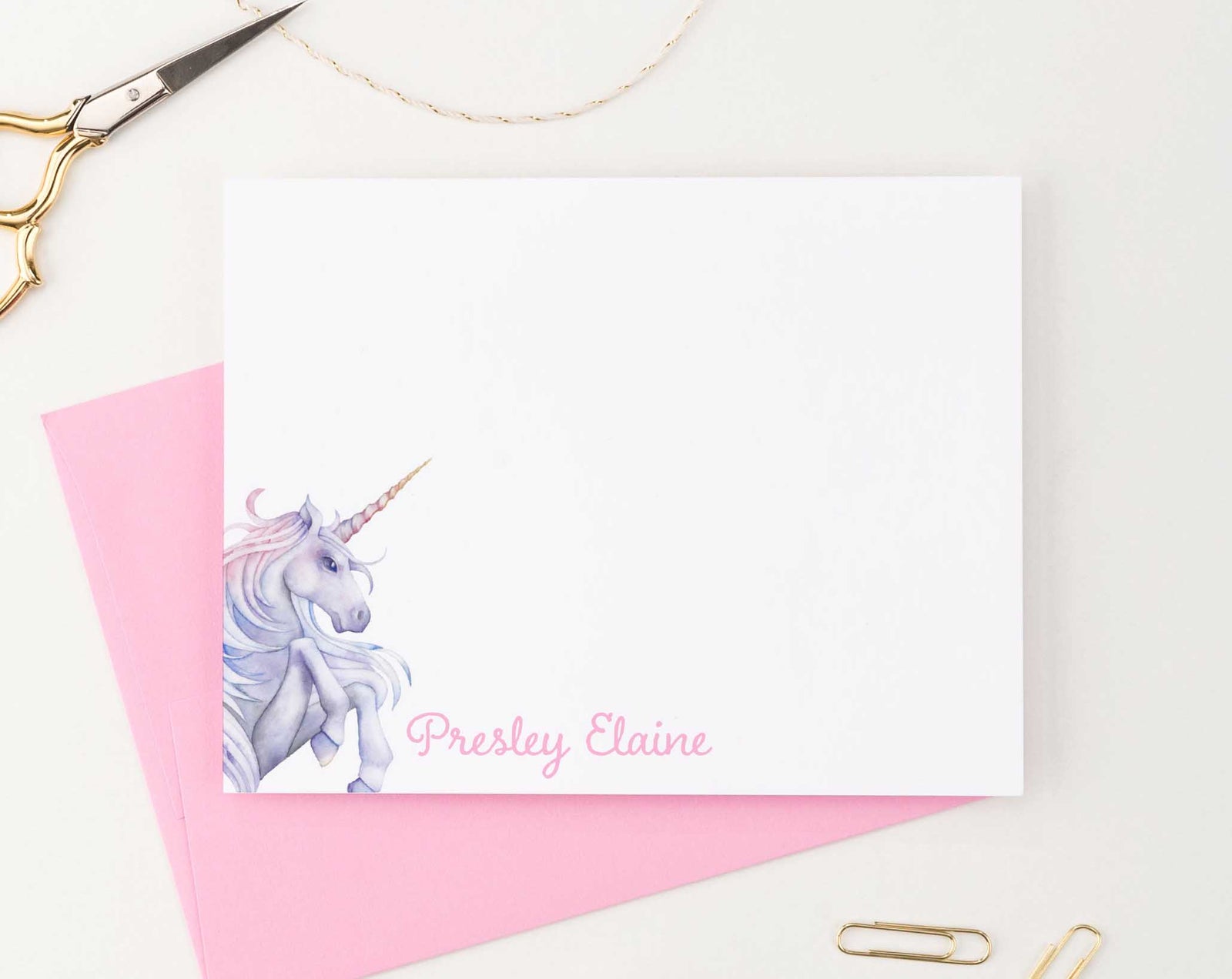KS135 personalized watercolor unicorn stationery for kid girls unicorns 1