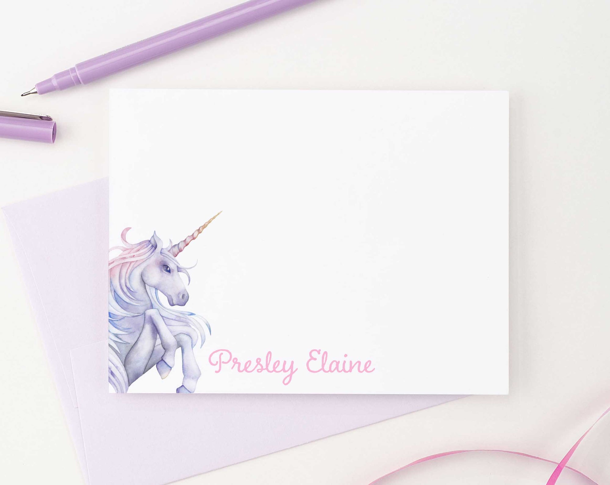 KS135 personalized watercolor unicorn stationery for kid girls unicorns 1