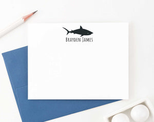 KS139 personalized silhouette shark thank you cards for kid sharks fish animal cute 4