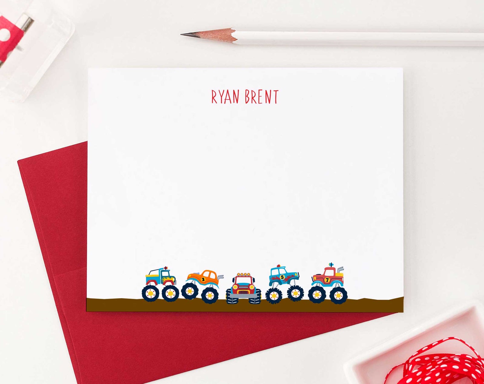 KS142 monster truck personal stationery for boys kids truck big vehicle automobile fun 2