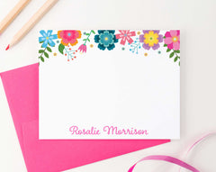 KS144 colorful floral stationery personalized note cards for girls kids flowers florals bright vibrant elegant 3