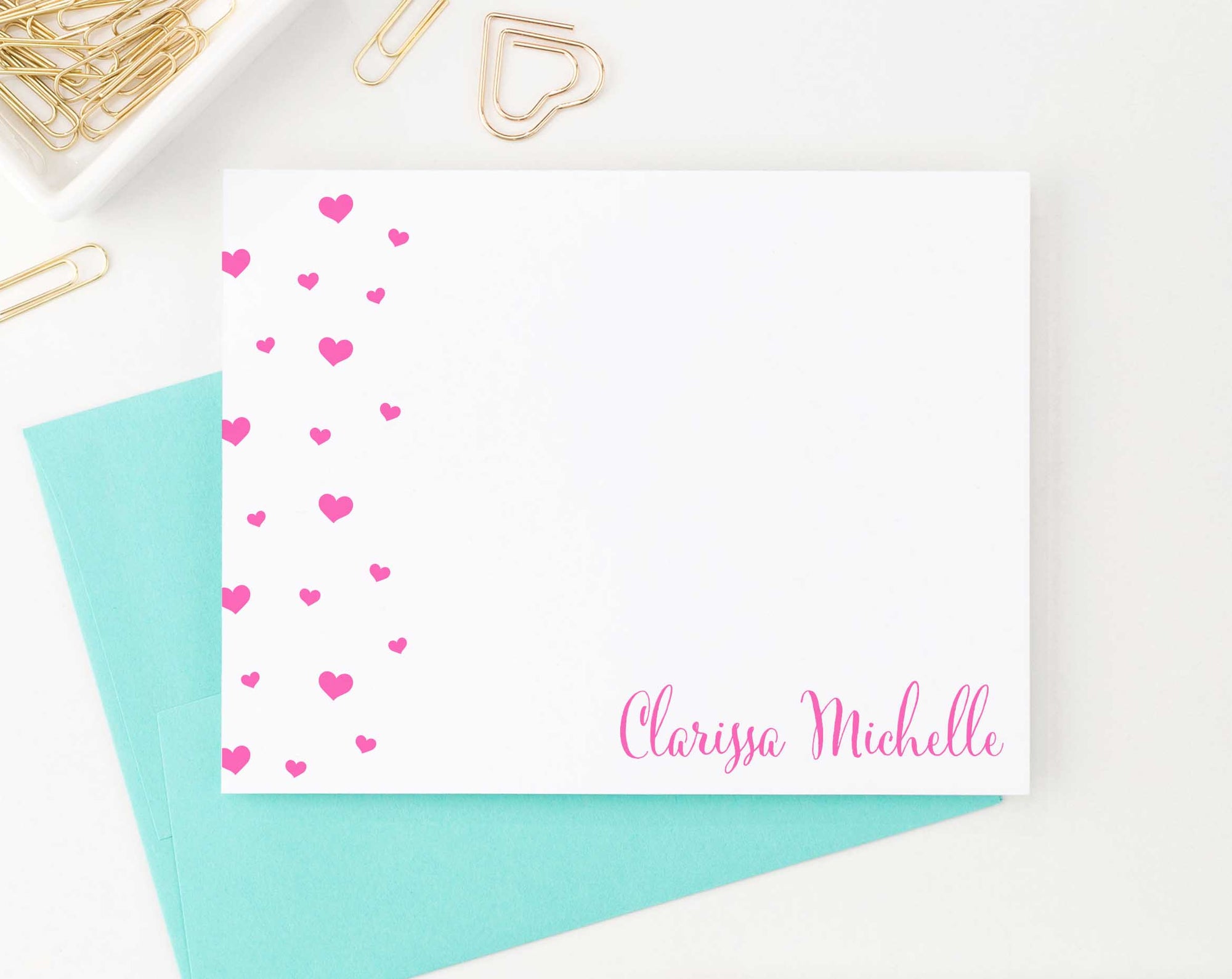 KS149 personalized name and heart stationery set for girls girl kids elegant cute 3