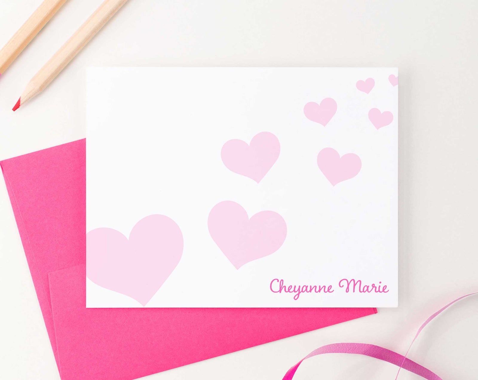 Peach border in Personalised Stationery Note Cards - For Her