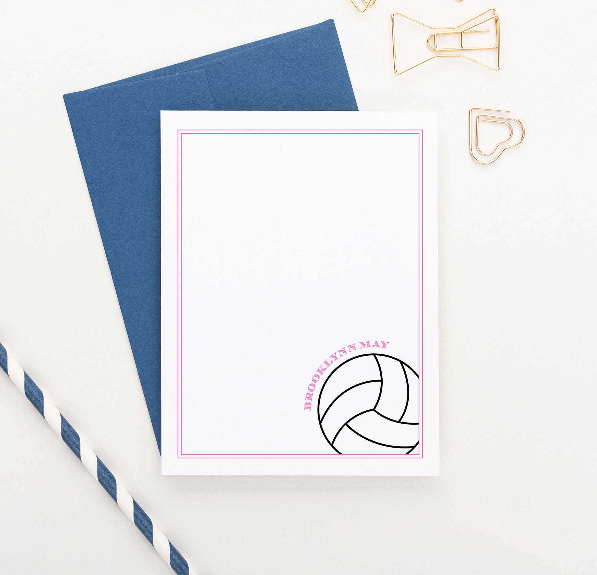 KS154 personalized volleyball stationery set for girls and boys kids sports sport sporty border 1