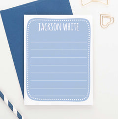 KS155 personalized boys blue stationary set with polka dot border boy kid cute baby blue 4