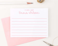 KS161 personalized a note from lined kid stationery set for girls simple