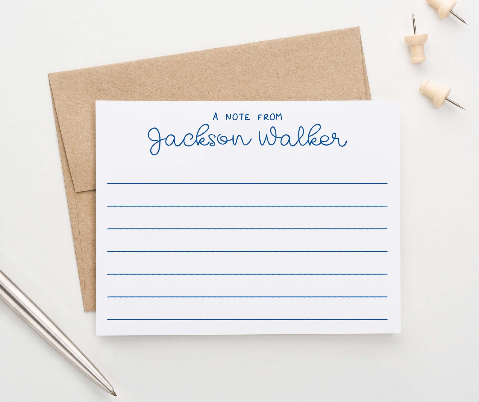 KS162 simple a note from lined kids stationary personalized script block font