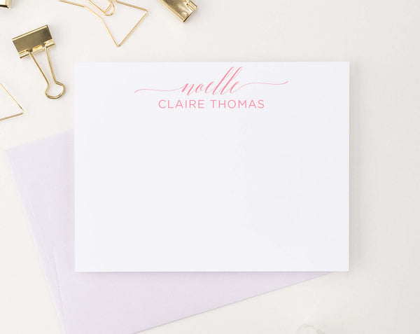 Simple Script and Block Font Kids Stationary Personalized - Modern Pink ...