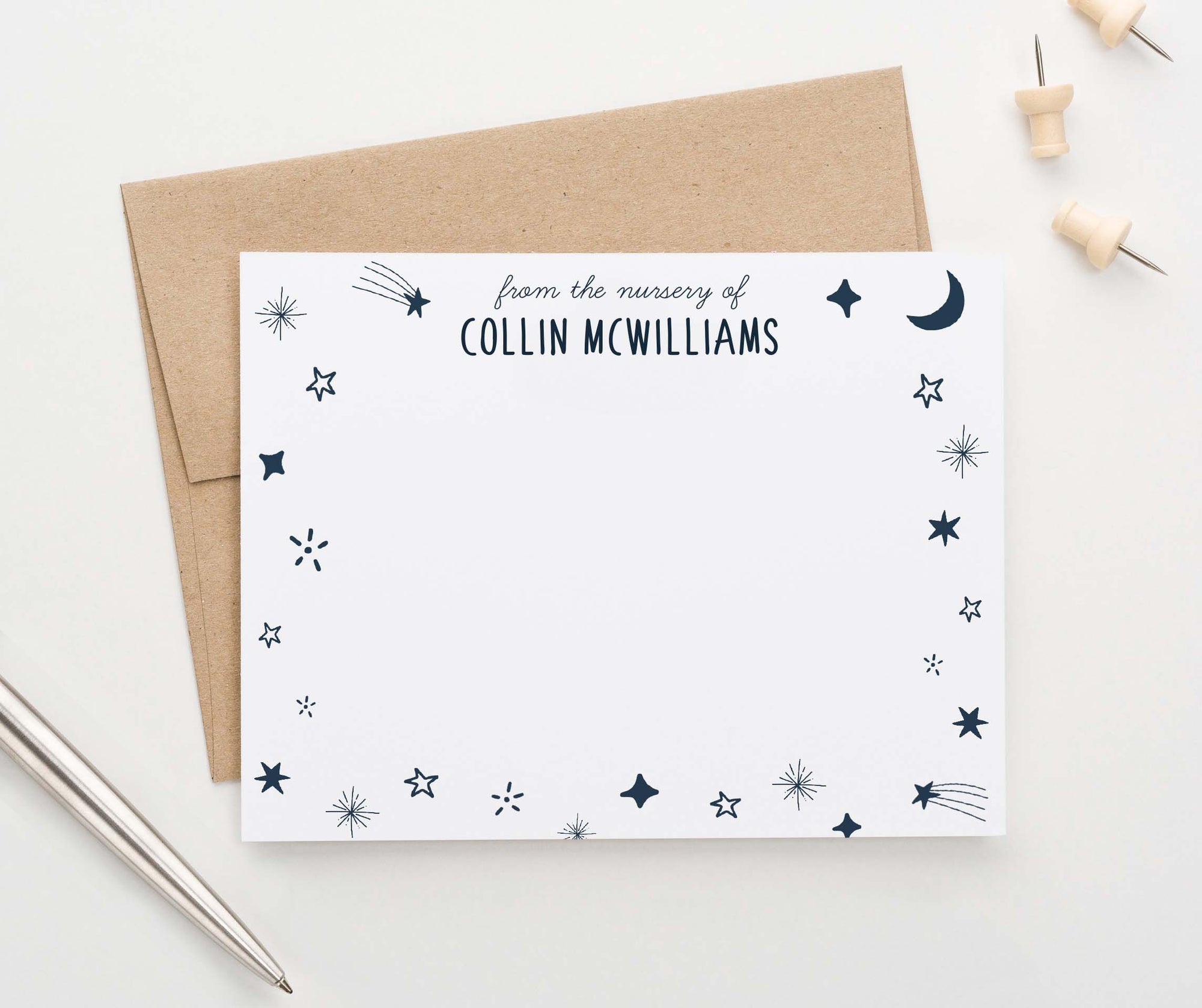 KS166 moon and stars kids stationary personlized from the nursery of star boys girls