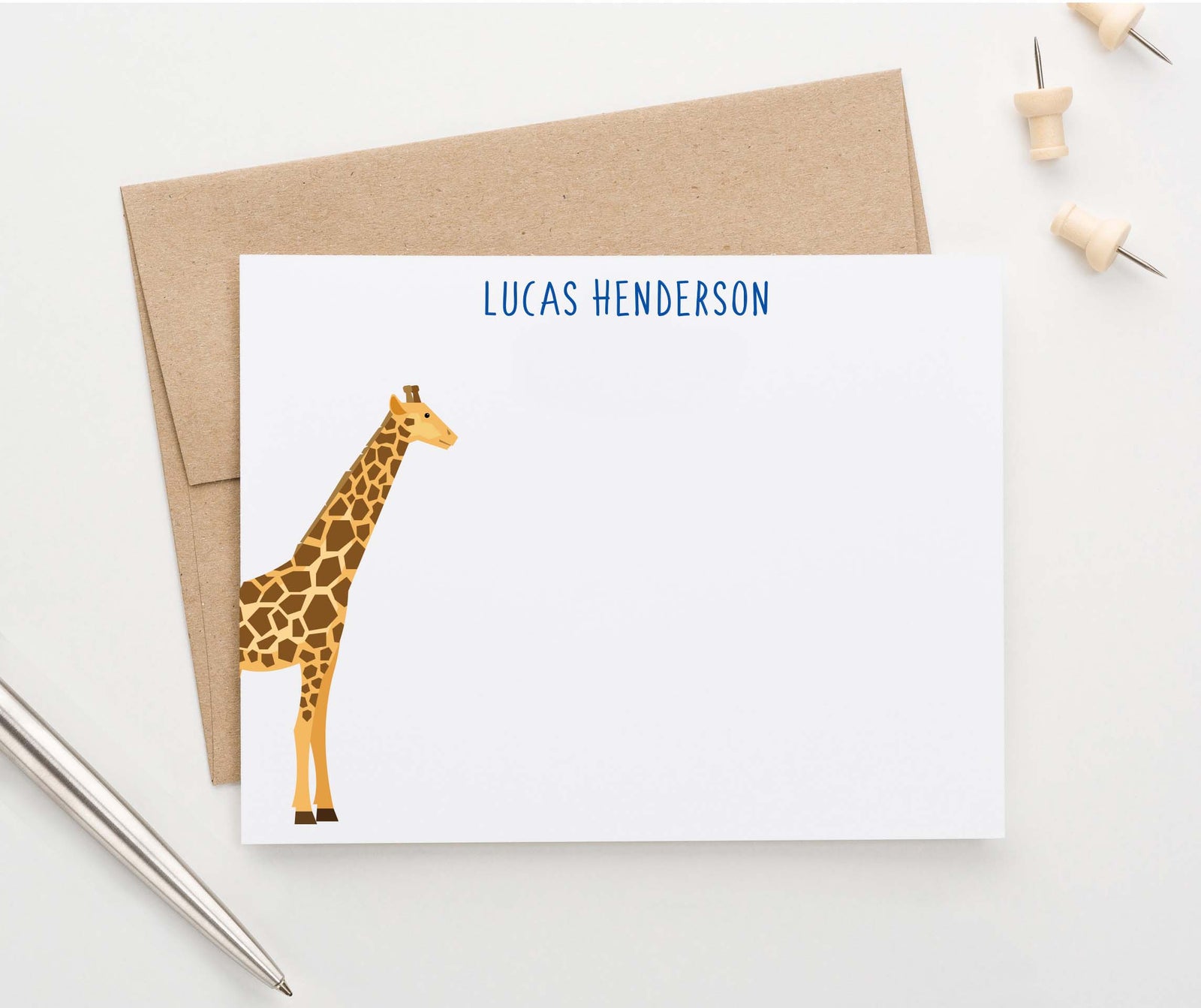 KS170 kids giraffe stationary personalized set animal zoo boys girls