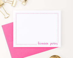 KS174 simple corner script with polka dot border personal stationery for girls modern