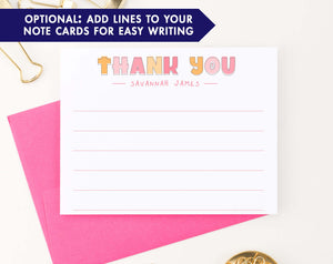 KS178 girls thank you stationary personalized kids simple cute 1st photo lined