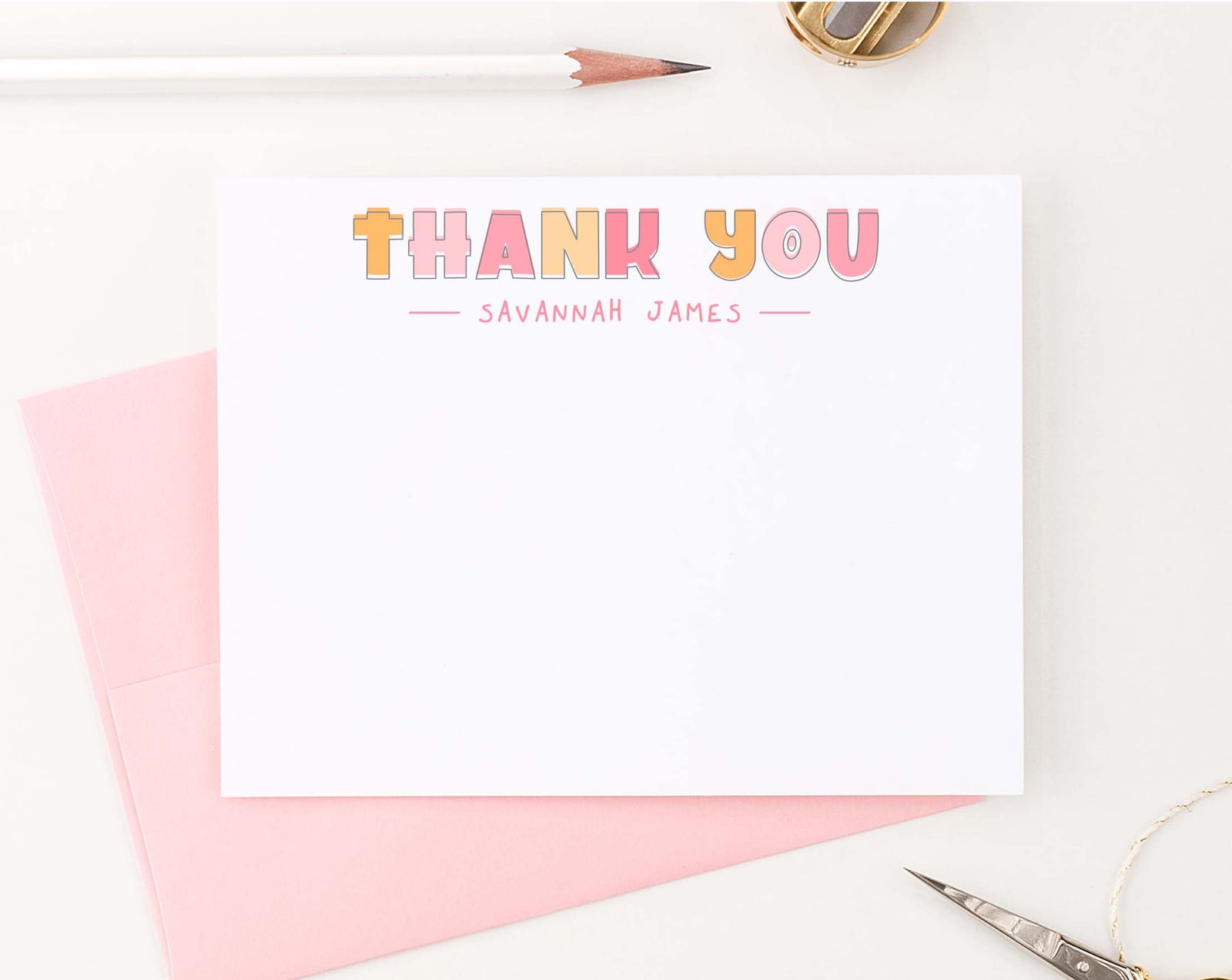 KS178 girls thank you stationary personalized kids simple cute 1st photo
