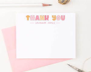KS178 girls thank you stationary personalized kids simple cute 