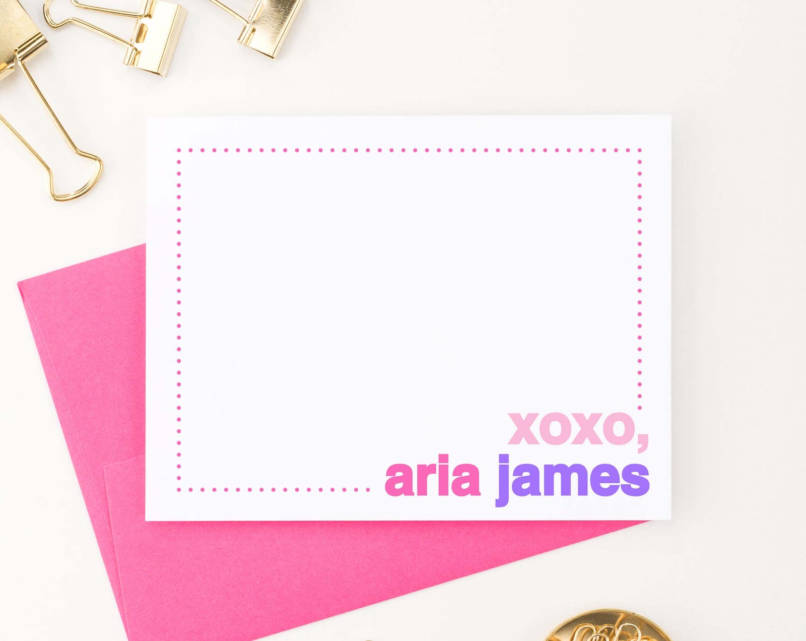 KS179 cute polka dot border personalized kids stationery set block font xoxo