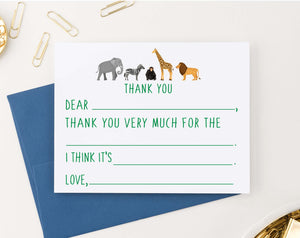 KS180 zoo animals fill in thank you note cards set with elephant zebra monkey giraffe and lion 2nd photo