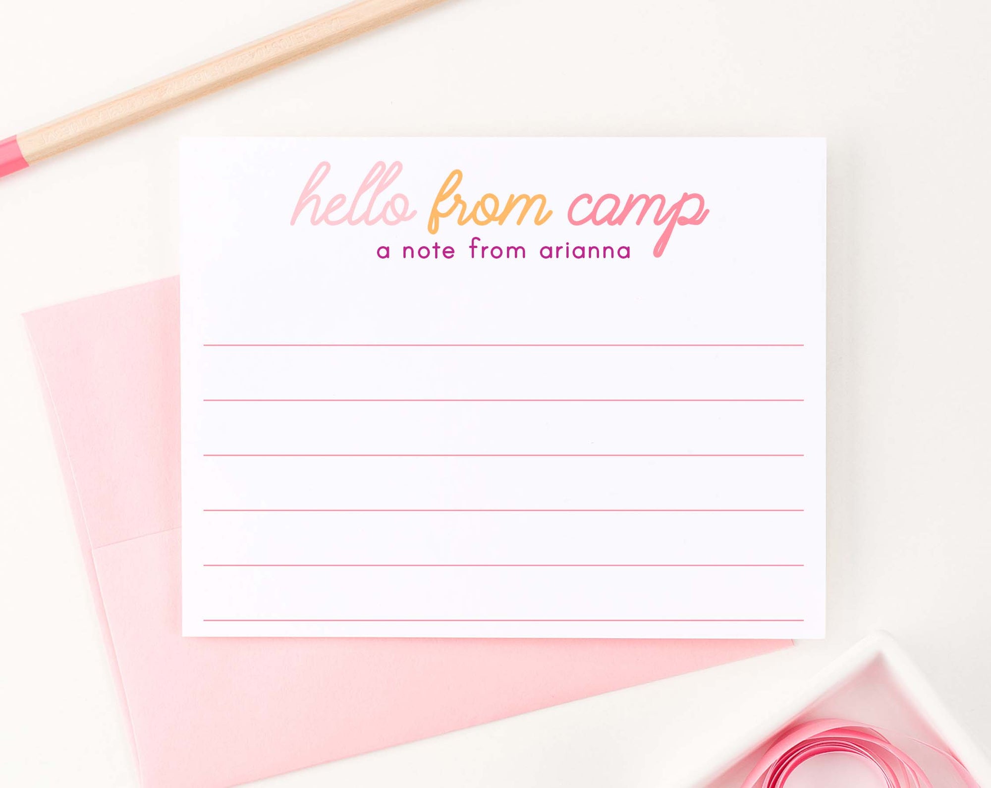 Camp Letter Writing Set Personalized Camp Lined Stationery Paper