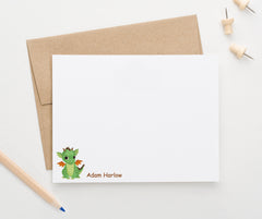 KS208 Personalized Green Dragon Stationary Thank You Card note gift boy girl dragons