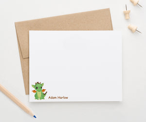 KS208 Personalized Green Dragon Stationary Thank You Card note gift boy girl dragons