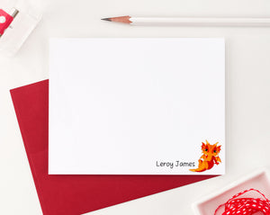       KS209 Red and Orange Baby Dragon Stationery Personalized dragons boy girl notecards