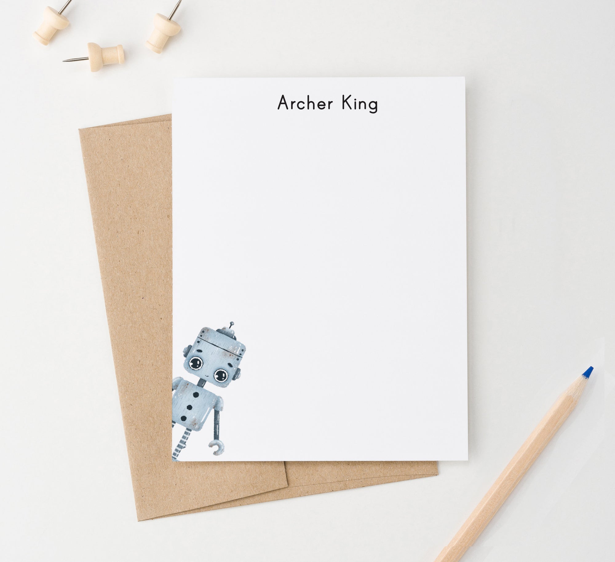 KS212 Customized Robot Stationery for Kids note cards robots cool boys girls