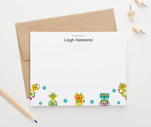 KS213 Personalized Stationery with Robots robot colorful cute note cards