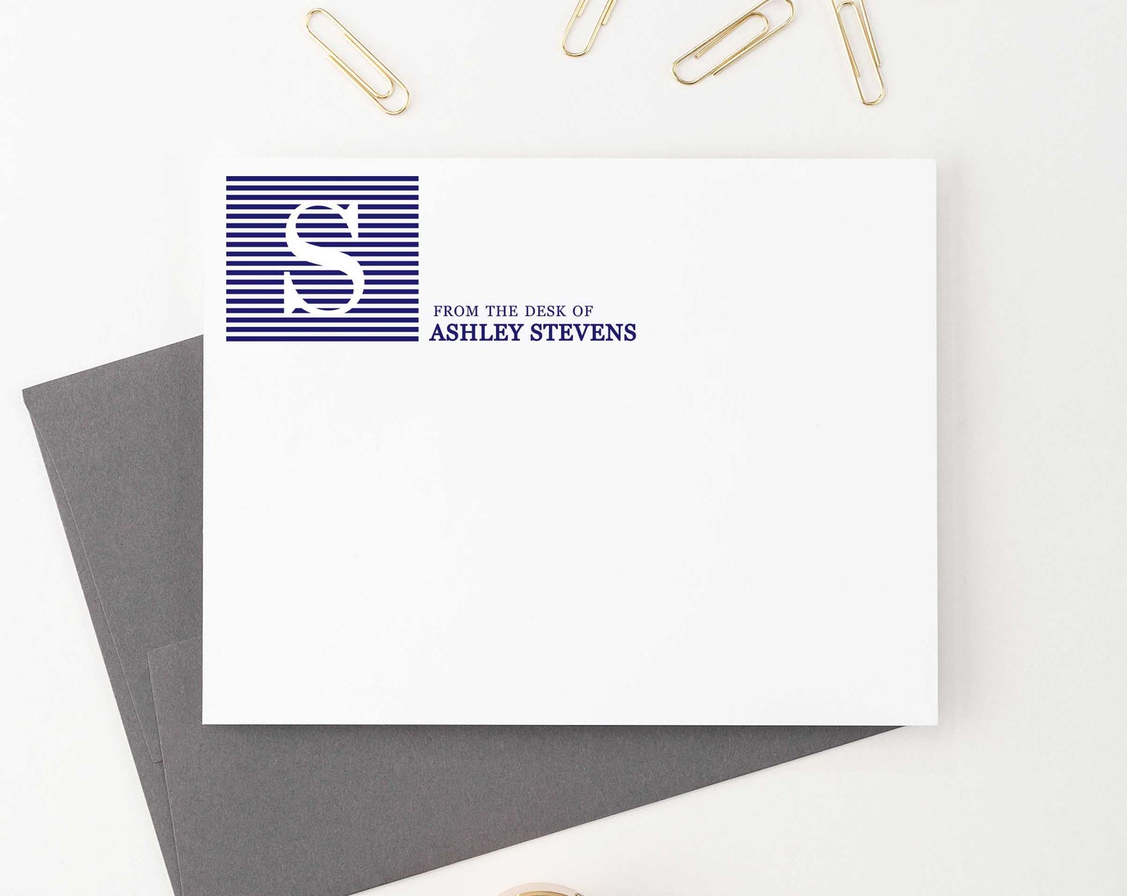 ML002 personalized from the desk of name and initial note cards set professional business classic