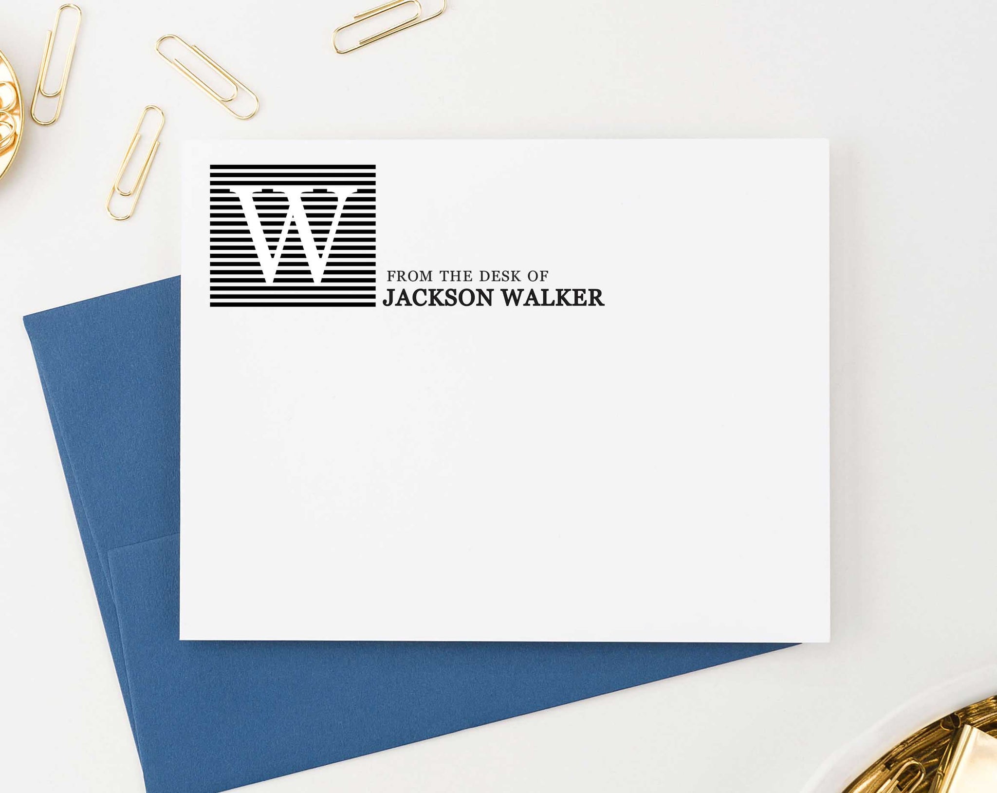 Desk Note Card Personalized From The Desk of Name and Initial Note Cards Set - Modern ...