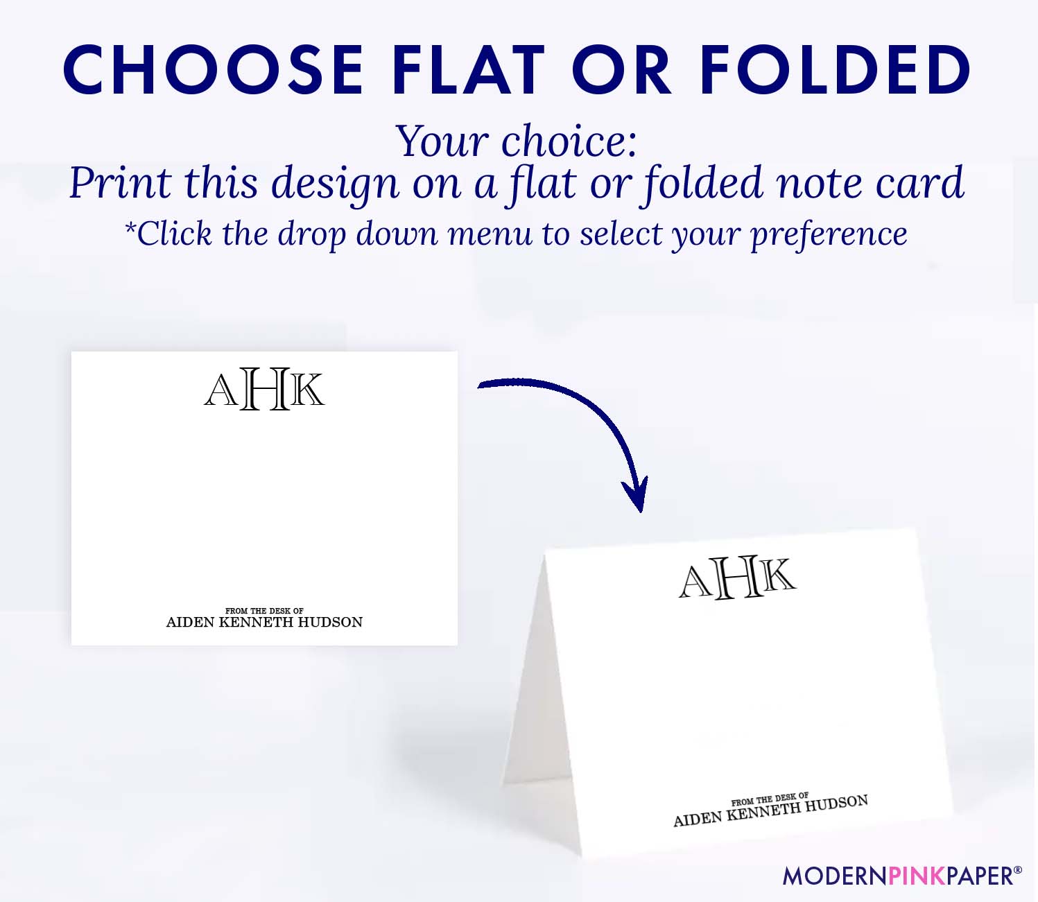  Personalized Note Card Stationery with Envelopes for Men with  Border, Monogram and Full Name, Mens Stationary Set of Flat Notecards in  Choice of Colors : Handmade Products