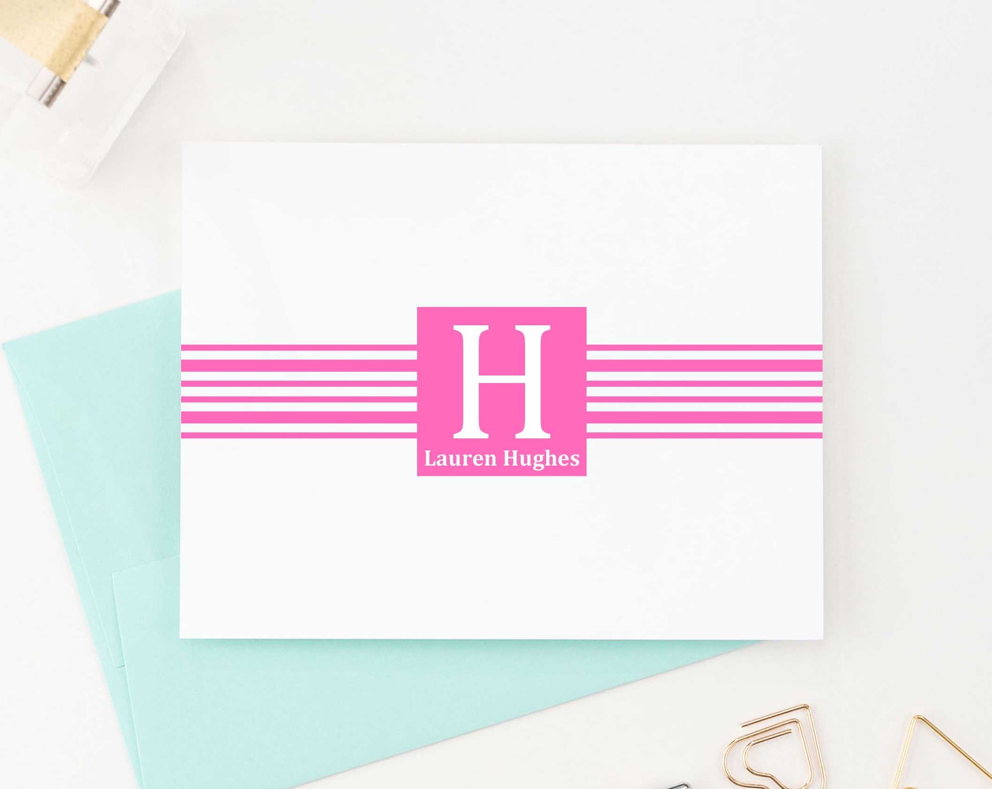 ML008 personalized folded name and initial thank you cards business monogram classic