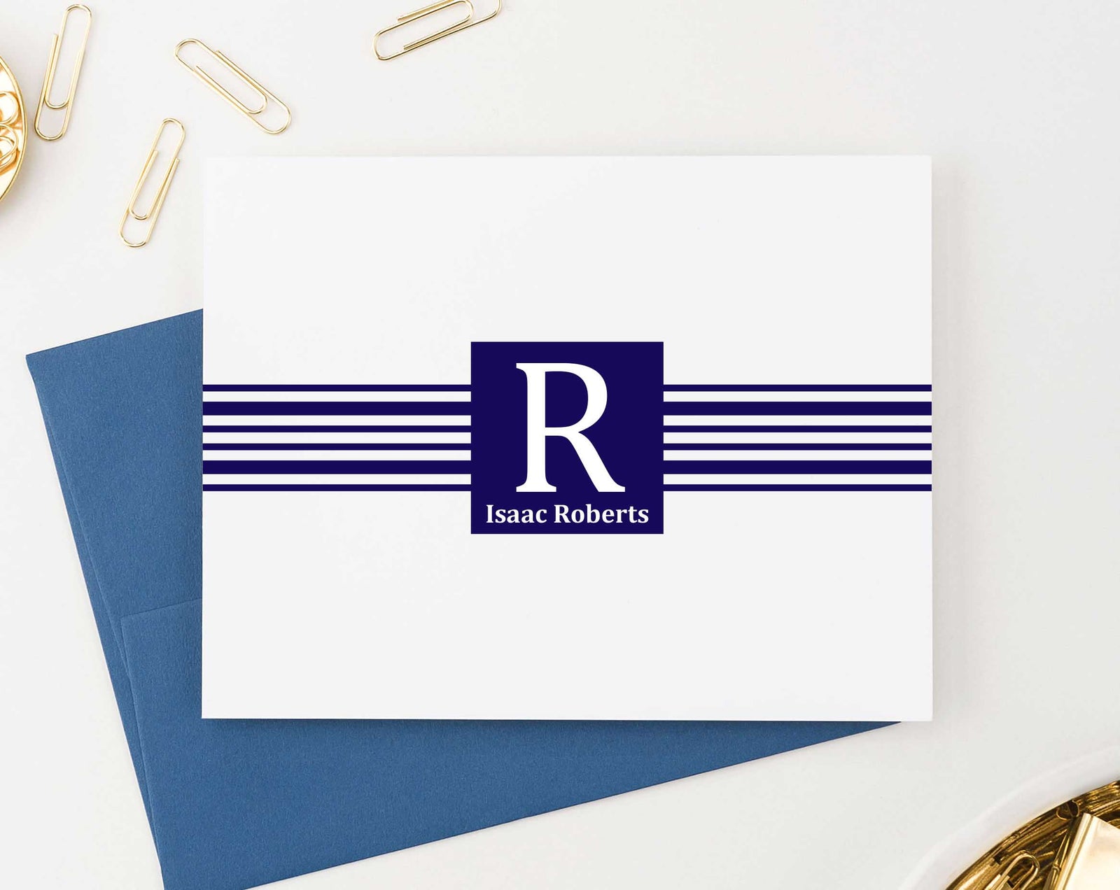 ML008 personalized folded name and initial thank you cards business monogram classic