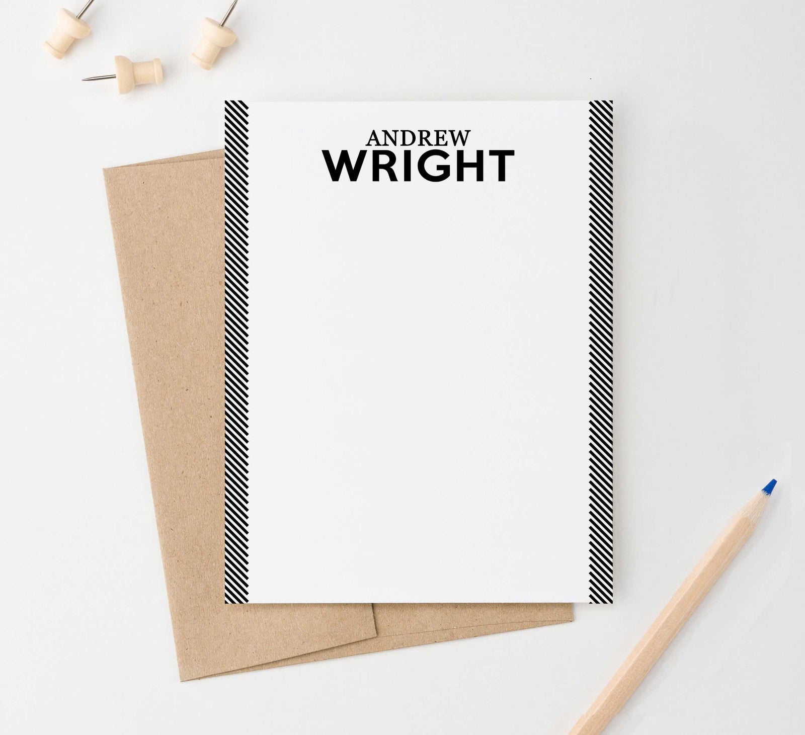 ML009 personalized name and line personal stationery for men women adults classic 1