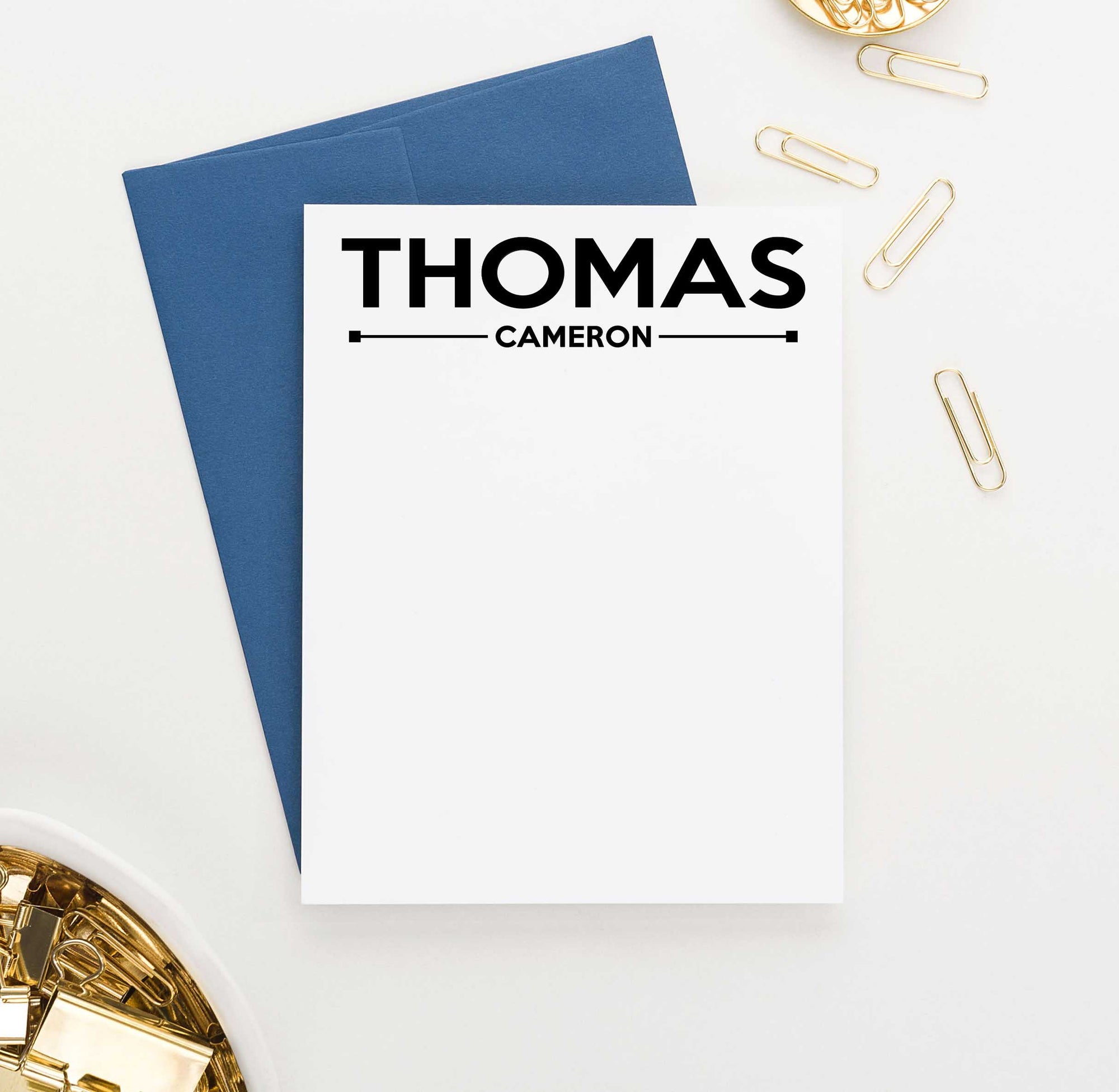 ML011 first and last name personalized stationery set men women vertical flat classic
