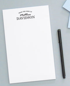 MNP005 from the desk of note pad personalized set men women mens stationery block script font simple classic