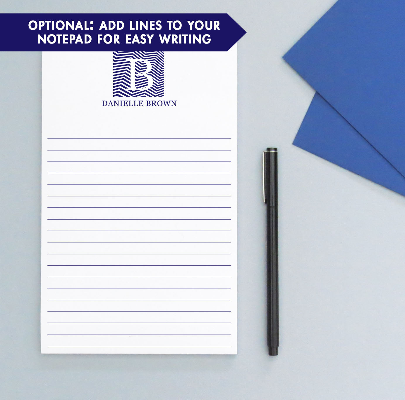 MNP06 modern 1 initial monogram note pad gift set personalized men women mens stationery classic professional business