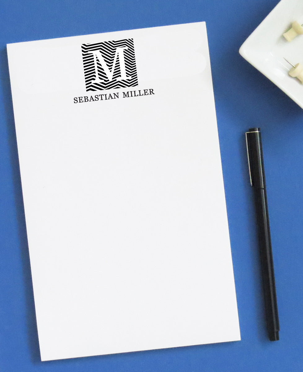 MNP06 modern 1 initial monogram note pad gift set personalized men women mens stationery classic professional business