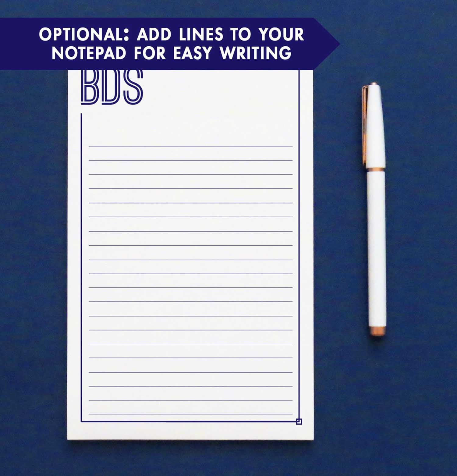 MNP07 border and 3 initial monogramed notepad for men and women stationery professional