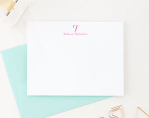 MS003 personalized name and 1 inital monogram stationery set monogrammed women men simple modern 1