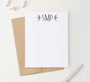 Classic 3 Letter Monogrammed Stationery Sets Personalized
